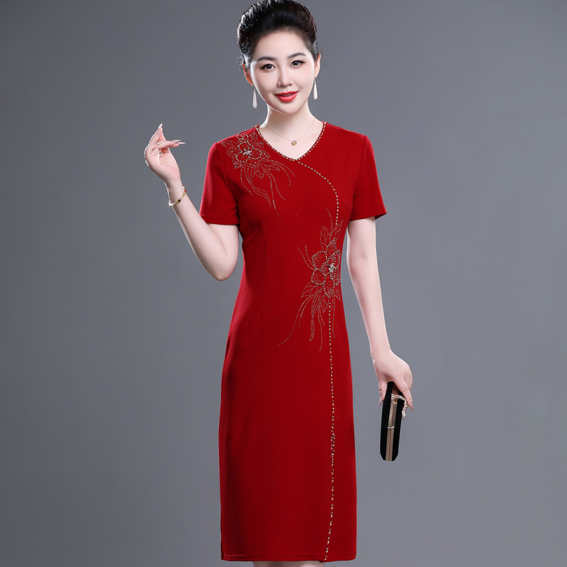 喜婆婆结婚喜庆旗袍连衣裙子