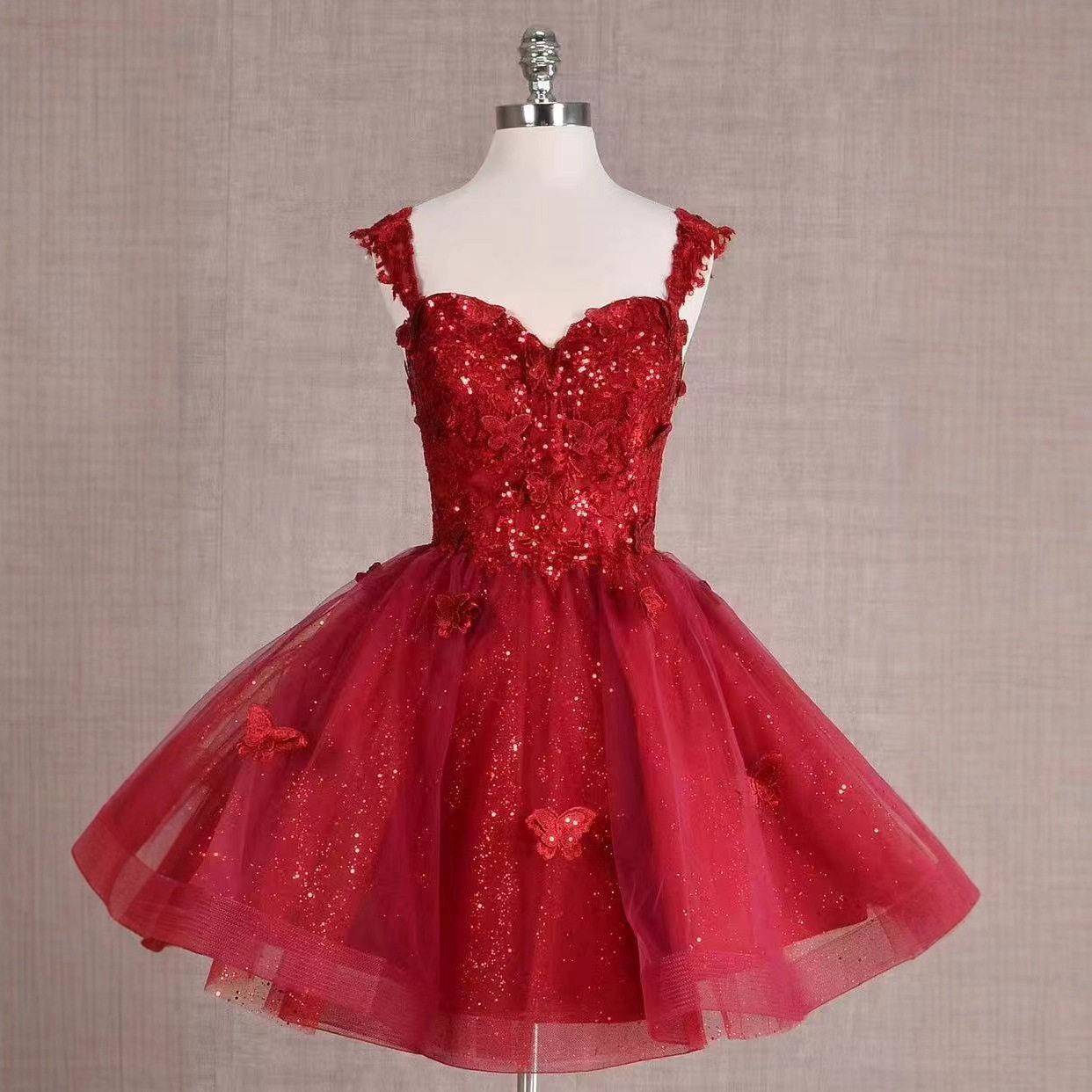 Shoulder Glitter Tulle Homecoming Dresses for Teens 3D
