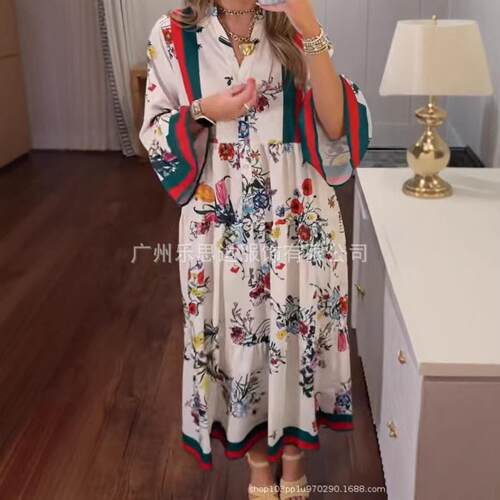 LikeMychoice Vintage Floral Print Maxi Dress Women Boho Long