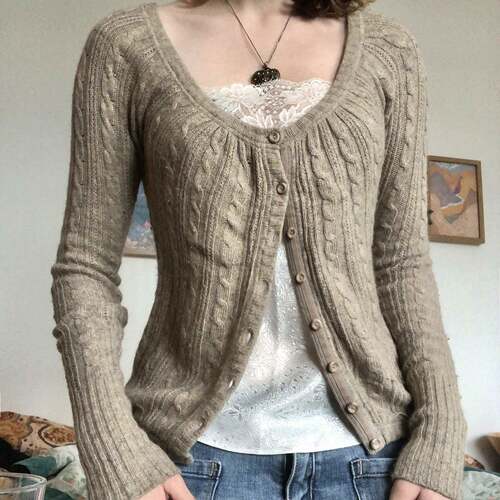 Women's V-Neck Long Sleeve Knit Sweater Y2K Vintage Style