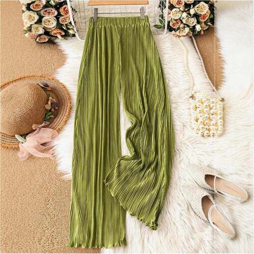 Solid Color Wide Leg Pants Casual Comfy Trousers for Daily