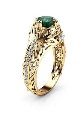 Emerald plated 14k gold ring luxurious fashion trend