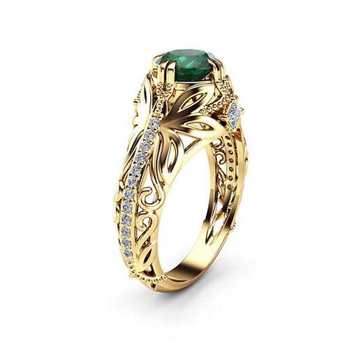 Emerald plated 14k gold ring luxurious fashion trend