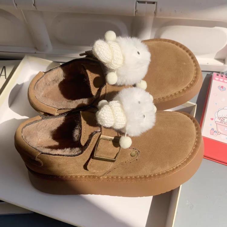 雪地靴女款2025新款冬季加绒加厚棉鞋厚底增高勃肯鞋一脚蹬毛毛鞋