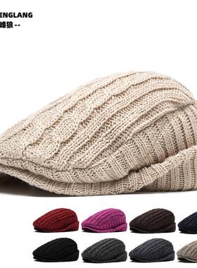 BIGWIG Winter Knitted Newsboy Cap Warm Lined Flat-Top Cap