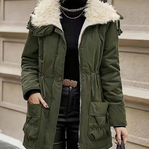 Plus Size Women's Casual Cotton Jacket  Solid Color Quilted