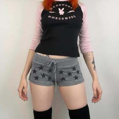 Women's Y2K Grunge Style Veet Shorts Low Waist Tie-Waist