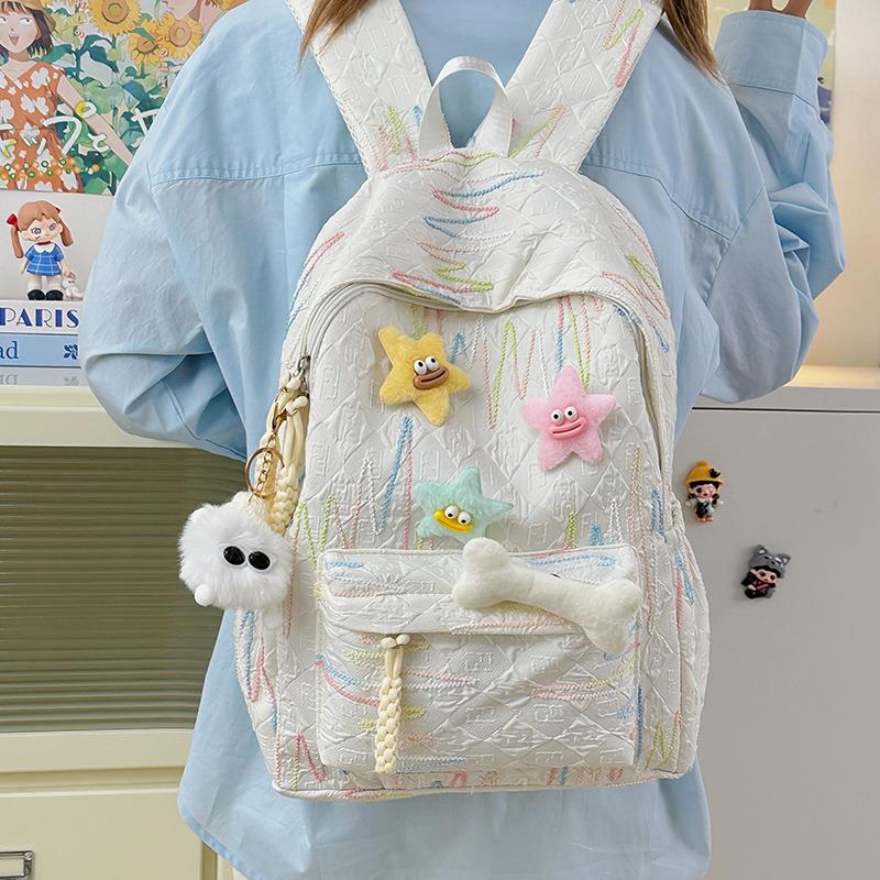 条纹背包双肩包小巧轻便时尚颜值女高轻便书包大容量双肩包ins