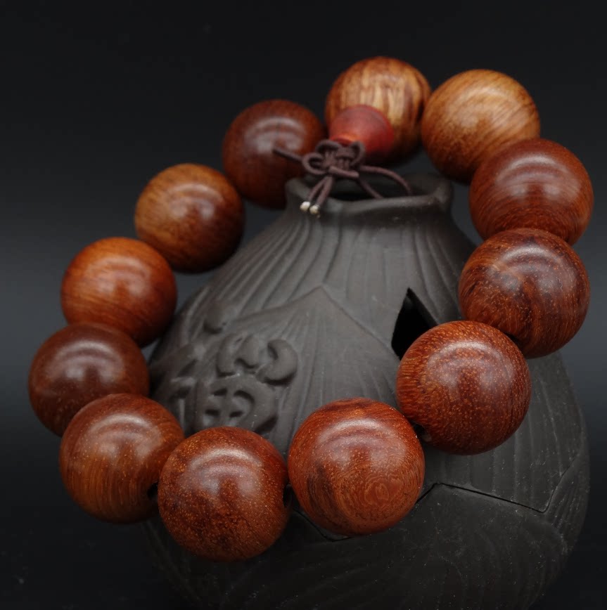 缅甸草花梨木佛珠手串手链檀木檀香黄花梨木珠念珠男女款文玩