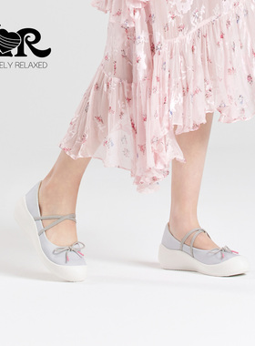 ILR因爱乐诗优雅蝴蝶结芭蕾舞鞋女坡跟舒适超轻浅口休闲玛丽珍鞋