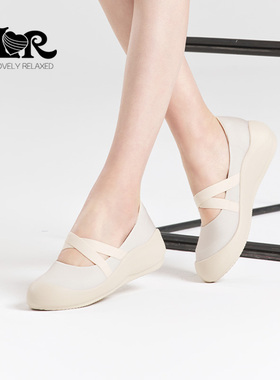 ILR因爱乐诗新款交叉带玛丽珍单鞋轻便软底坡跟一脚蹬不累脚女鞋