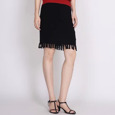 Janeexpress纯羊毛流苏半身裙