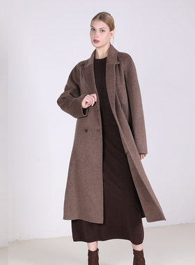 Jane express/简表达24年冬季新款毛呢外套长款咖色DDY42003