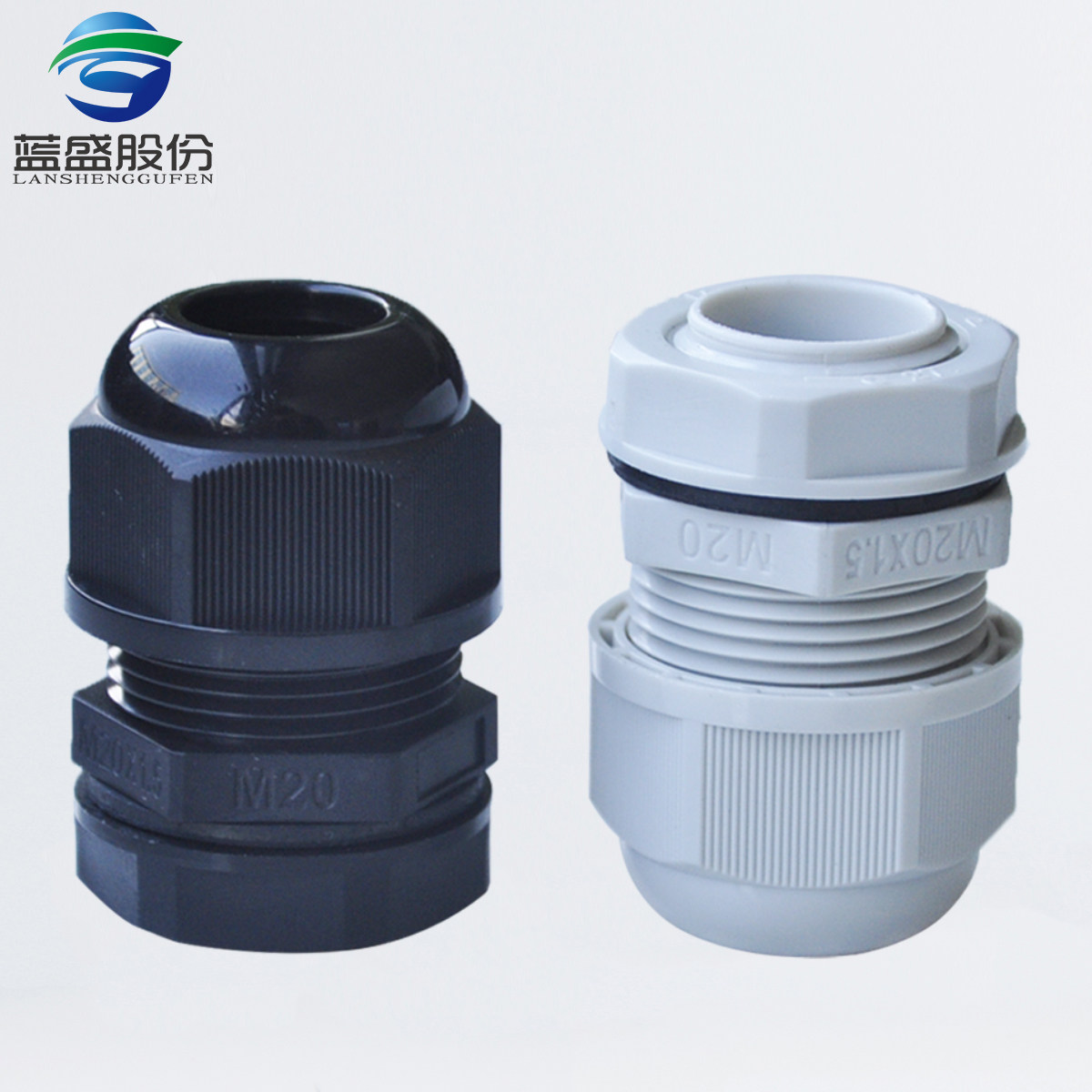 蓝盛 m牙连体尼龙电缆防水接头ip68公制螺纹连接密封夹紧固定格兰