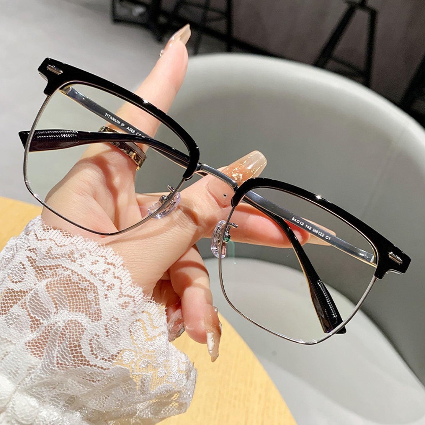 复古斯文半框眼镜男款