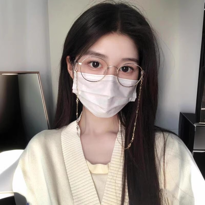 日系金丝眼镜女近视可配度数镜片图片