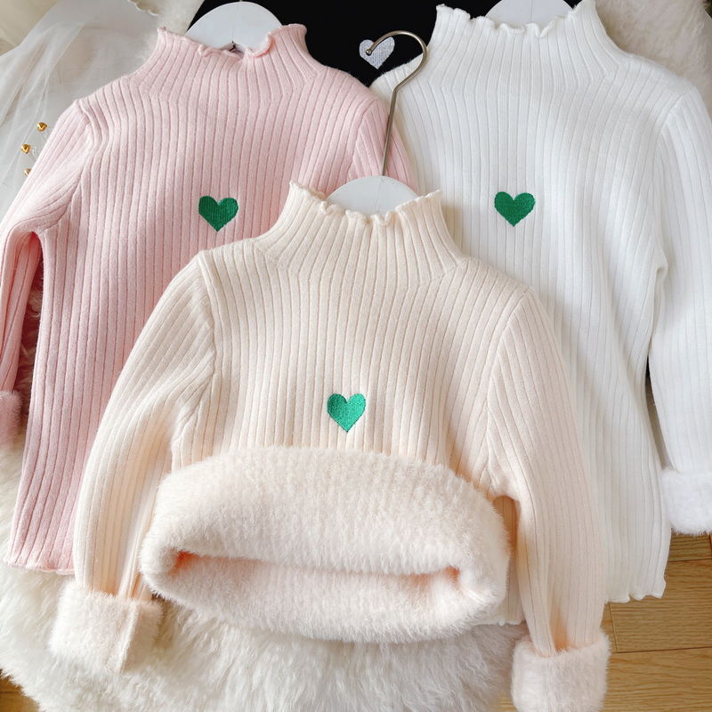 女童加绒毛衣冬季儿童加厚打底衫