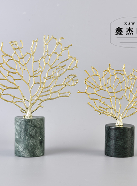 现代简约轻奢创意摆件珊瑚大理石客厅玄关摆设家居软装饰品工艺品