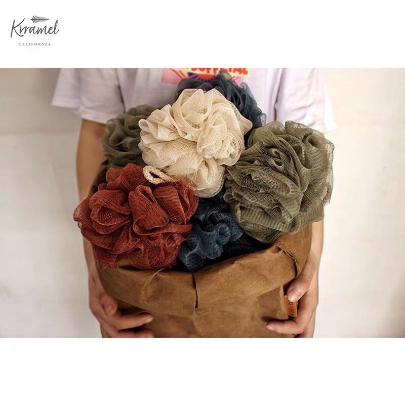 Hot sale American Krramel monochrome bath ball Bath flower Cute girl bubble ball Soft and not easy to loose bath ball