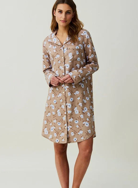 Lexington艾弗里莱赛尔混色印花睡裙可外穿家居服秋季长袖裙子