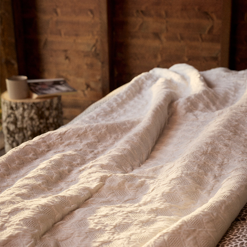 Lexington棉白色波纹提花床盖纯棉蓝色波纹提花床罩家用防尘床单,床上用品,床盖,淘宝优惠券,粉丝福利购,淘宝优惠卷