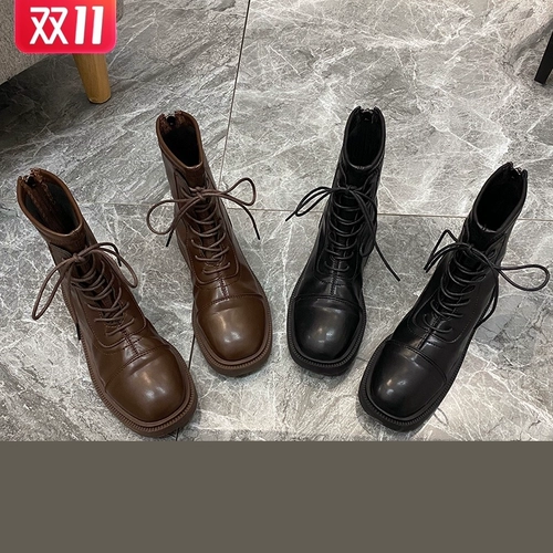 Martens, флисовые зимние универсальные короткие сапоги в английском стиле на высоком каблуке, в британском стиле, 2020 года