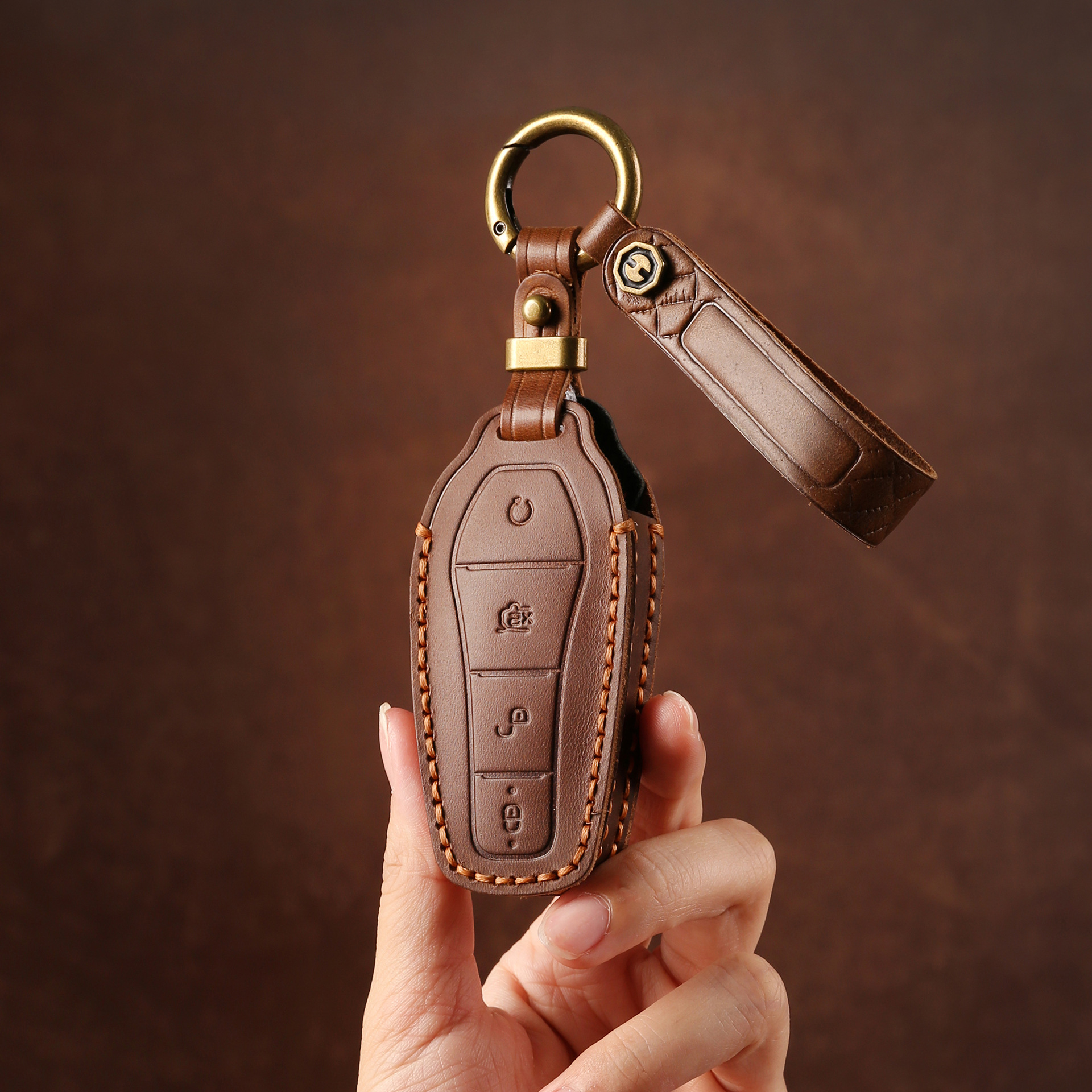 真皮钥匙套适用于比亚迪汽车钥匙包秦唐宋海豚海豹驱逐舰钥匙扣