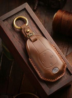 复古钥匙套适用于广汽新能源传祺E8汽车手工真牛皮钥匙保护包扣