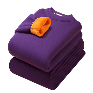 女士保暖内衣加绒加厚发热防寒老年人中高领超厚秋衣秋裤套装冬季