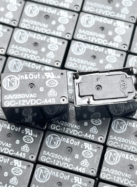 包邮原装 GC-12VDC-A45 现货进口ln&Out继电器 12V 5A 250VAC 4脚