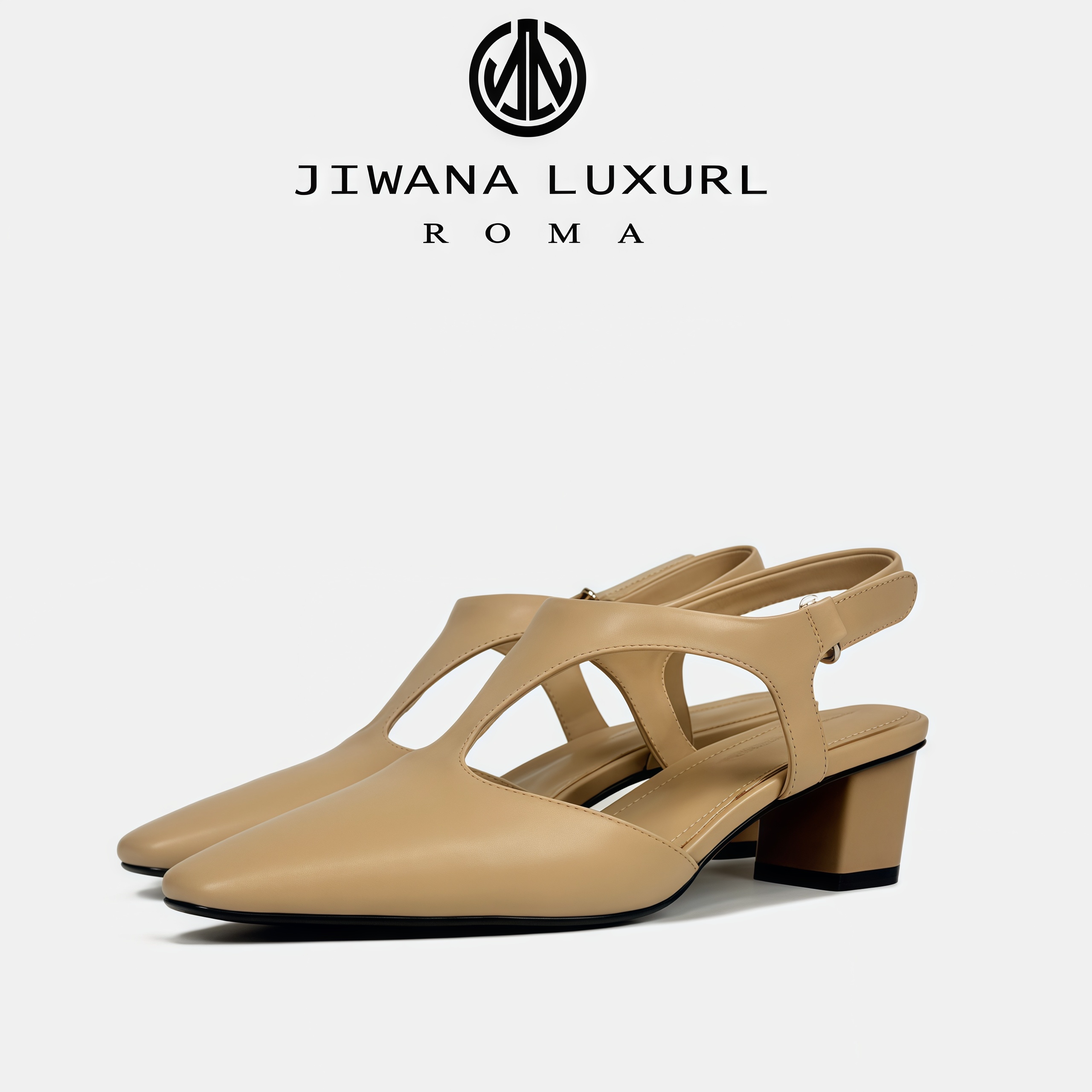 JIWANALUXURL真皮方跟凉鞋女款