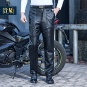 真皮皮裤 男头层牛皮中年男士 冬季 摩托车机车皮裤 修身 直筒防风防水