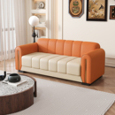新款 店皮艺小沙发 轻奢小户型沙发客厅拼色双人三人位直排民宿服装