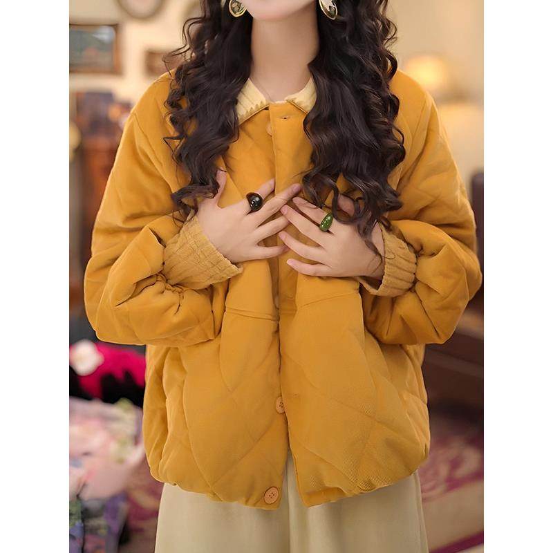 2025秋冬季新款女士黄色时尚减龄夹棉圆领棉服爆款加厚棉衣短外套,个性定制/设计服务/DIY,棉服工装,淘宝优惠券,粉丝福利购,淘宝优惠卷