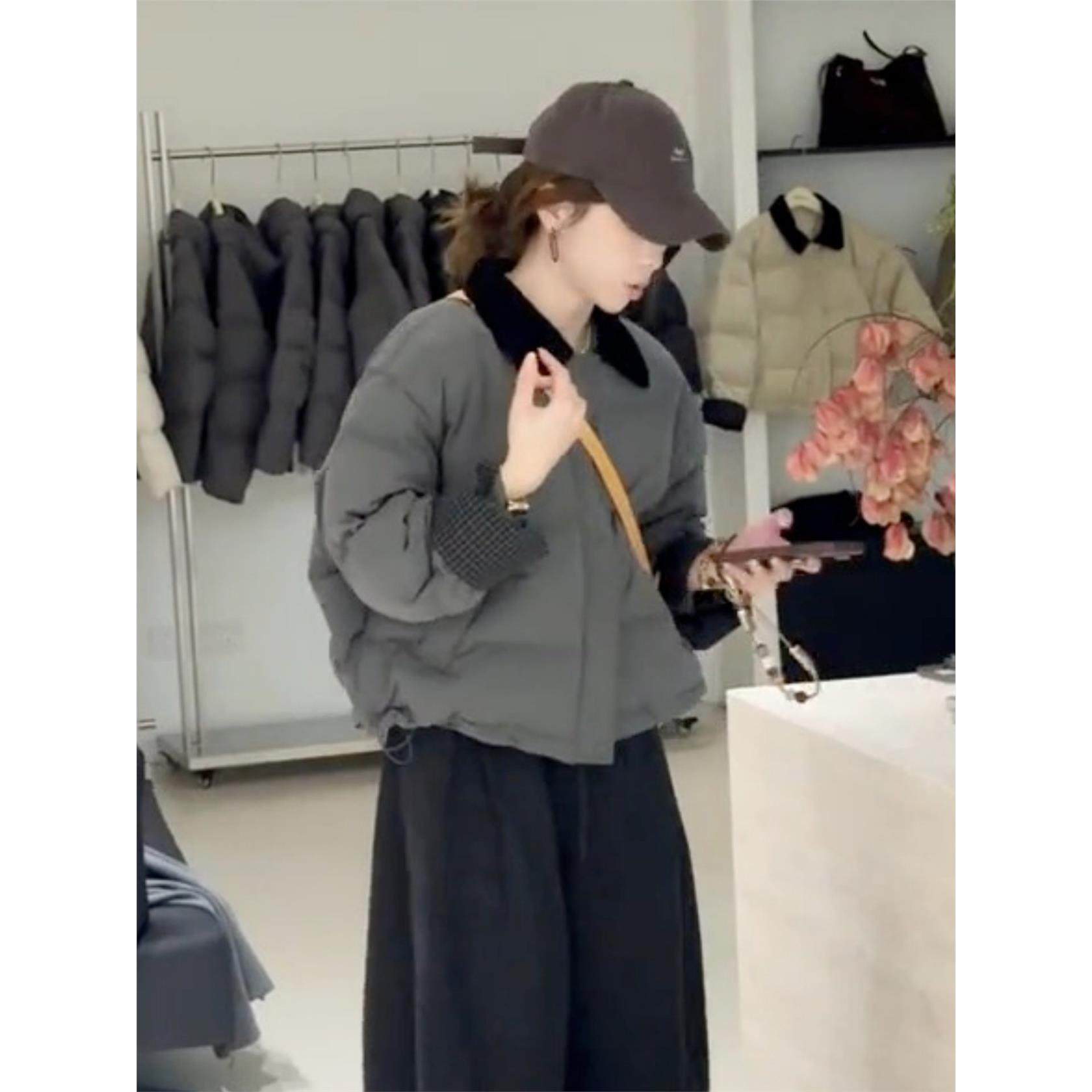 韩系撞色翻领加厚棉服外套女2025冬季新款小个子休闲显瘦保暖棉衣,个性定制/设计服务/DIY,棉服工装,淘宝优惠券,粉丝福利购,淘宝优惠卷