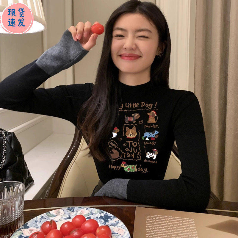 法式秋冬打底衫女内搭洋气卡通印花减龄毛衣半高领长袖针织衫上衣,个性定制/设计服务/DIY,棉服工装,淘宝优惠券,粉丝福利购,淘宝优惠卷