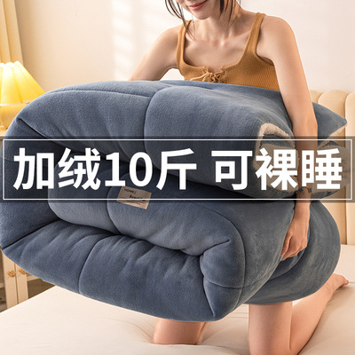 纯色简约羊羔绒冬被家用加绒加厚被子被芯学生宿舍保暖厚被子棉被