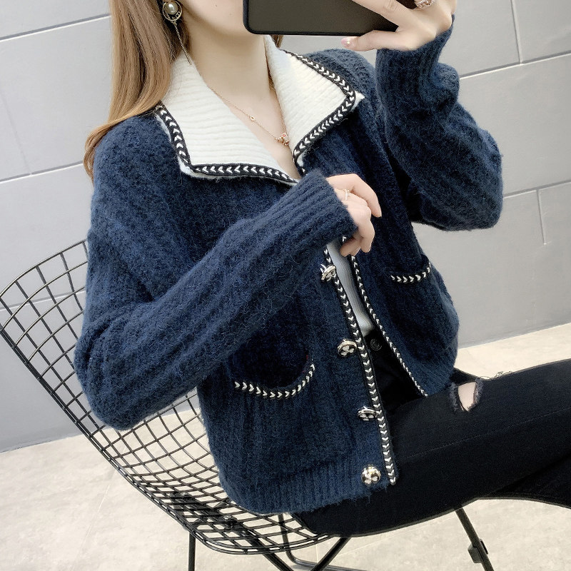 小香风针织开衫女2020年新款秋装女士外穿短款百搭洋气毛衣小外套