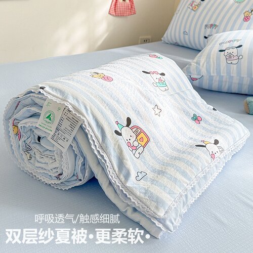 双层纱布触感细腻软糯可裸睡机洗