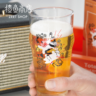猹鱼商店 Let's ROCK! 原创啤酒品脱杯乐队猫咪小狗玻璃杯大容量