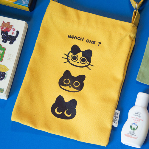 猹鱼商店 咖啡猫和面包狗 原创斜挎包 猫咪小狗可爱帆布包背包
