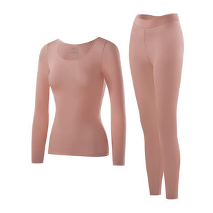超薄高弹网红皮肤衣修身打底衫美肤衣简约圆领无痕保暖秋衣裤套装