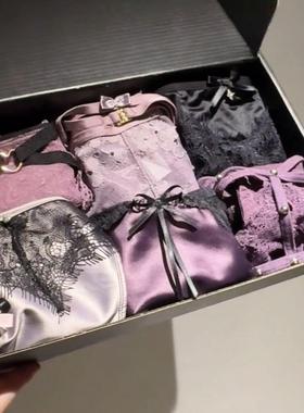 暮山紫太美！纯欲蕾丝内裤女2025新款紫色性感高级法式三角裤礼盒