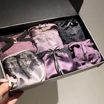暮山紫太美！纯欲蕾丝内裤女2025新款紫色性感高级法式三角裤礼盒