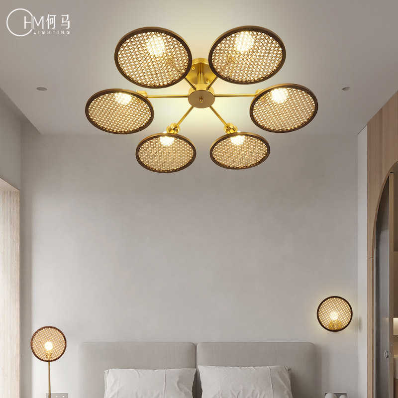 创新中古风藤艺实木灯何马新中式个性北欧原木圈圈客厅卧室吸顶灯,家装灯饰光源,客厅吸顶灯,淘宝优惠券,粉丝福利购,淘宝优惠卷