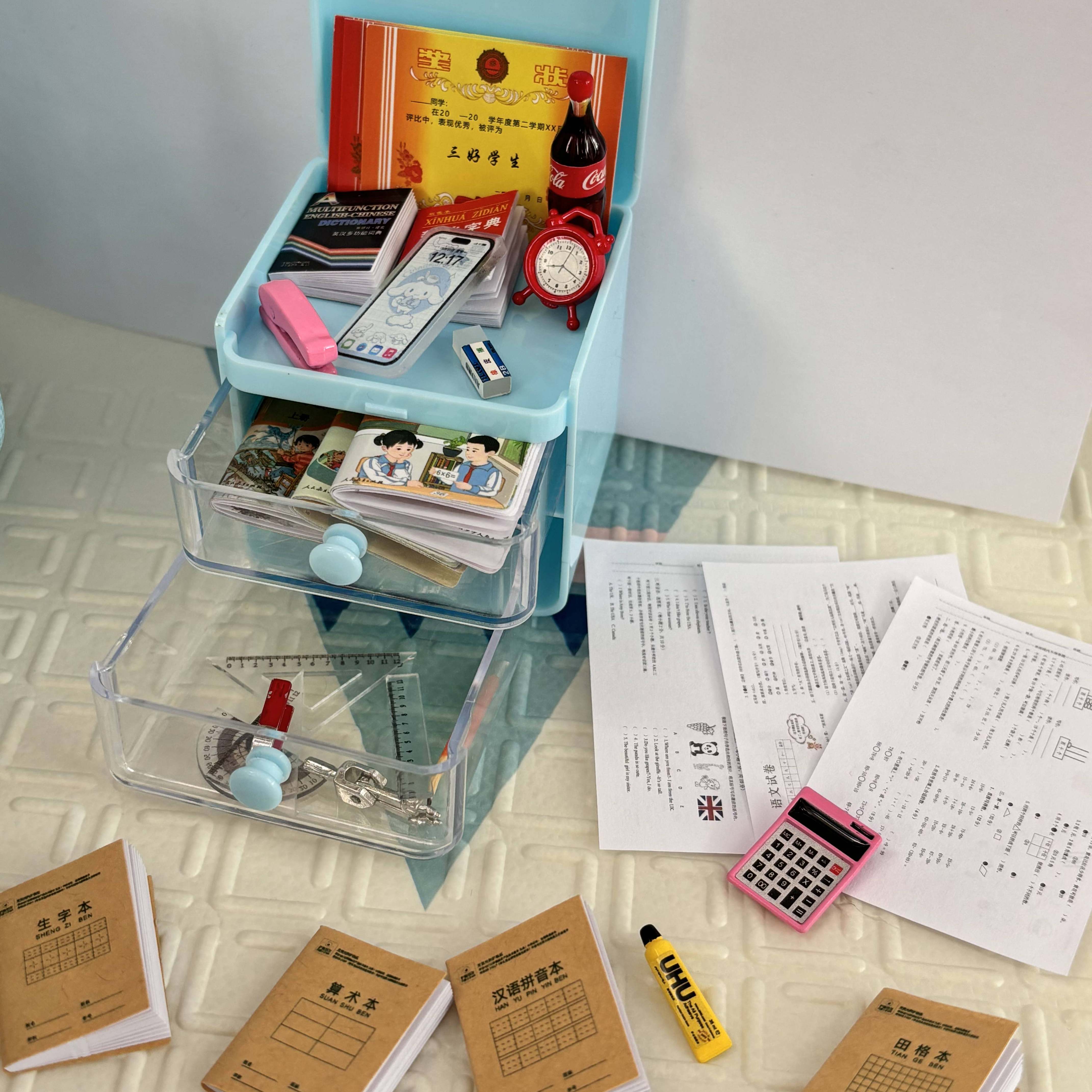 迷你微缩文具计算器订书机