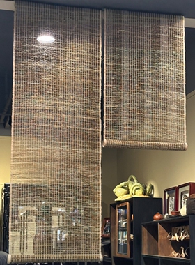 苎麻帘玄关垂帘隔断帘日式挂帘免打孔装饰帘屏风帘草帘窗帘半遮帘