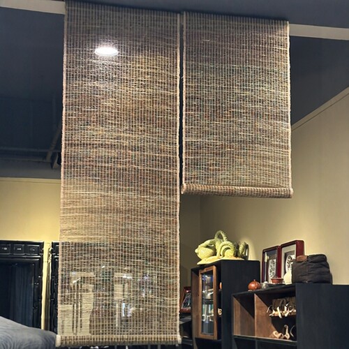 苎麻帘玄关垂帘隔断帘日式挂帘免打孔装饰帘屏风帘草帘窗帘半遮帘