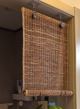 免打孔可升降手工苎麻非遗夏布茶室挂帘风水遮挡门窗隔断卷帘屏风