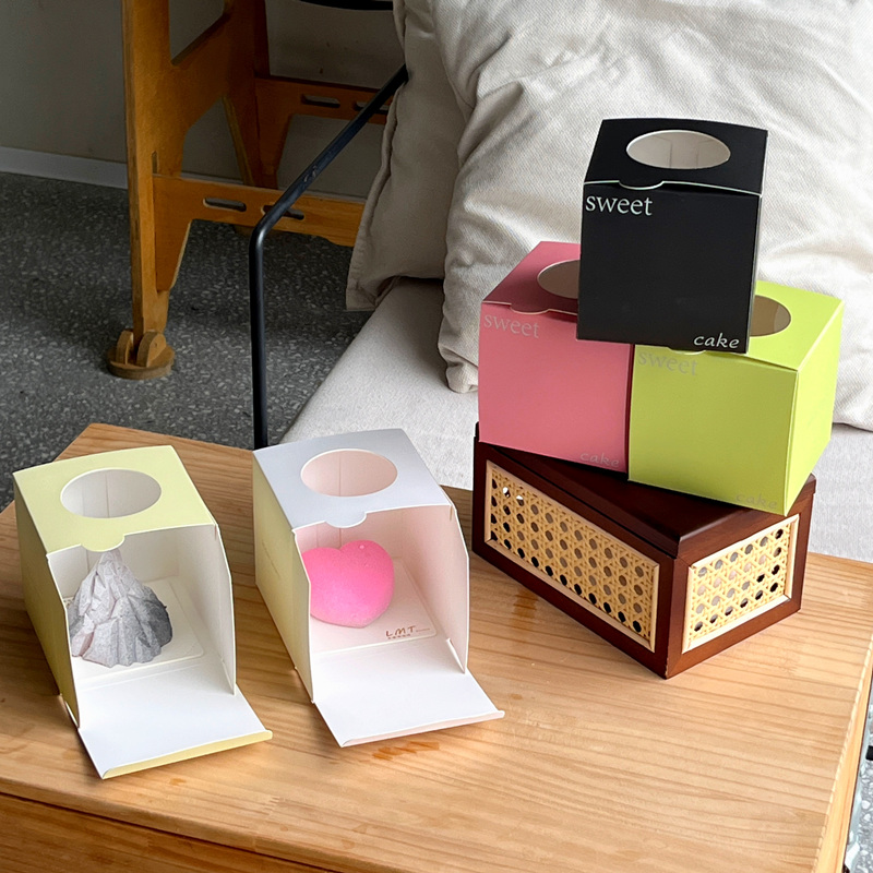 透明开窗迷你2/3/4寸法式小甜品蛋糕慕斯包装盒 切块打包盒定制